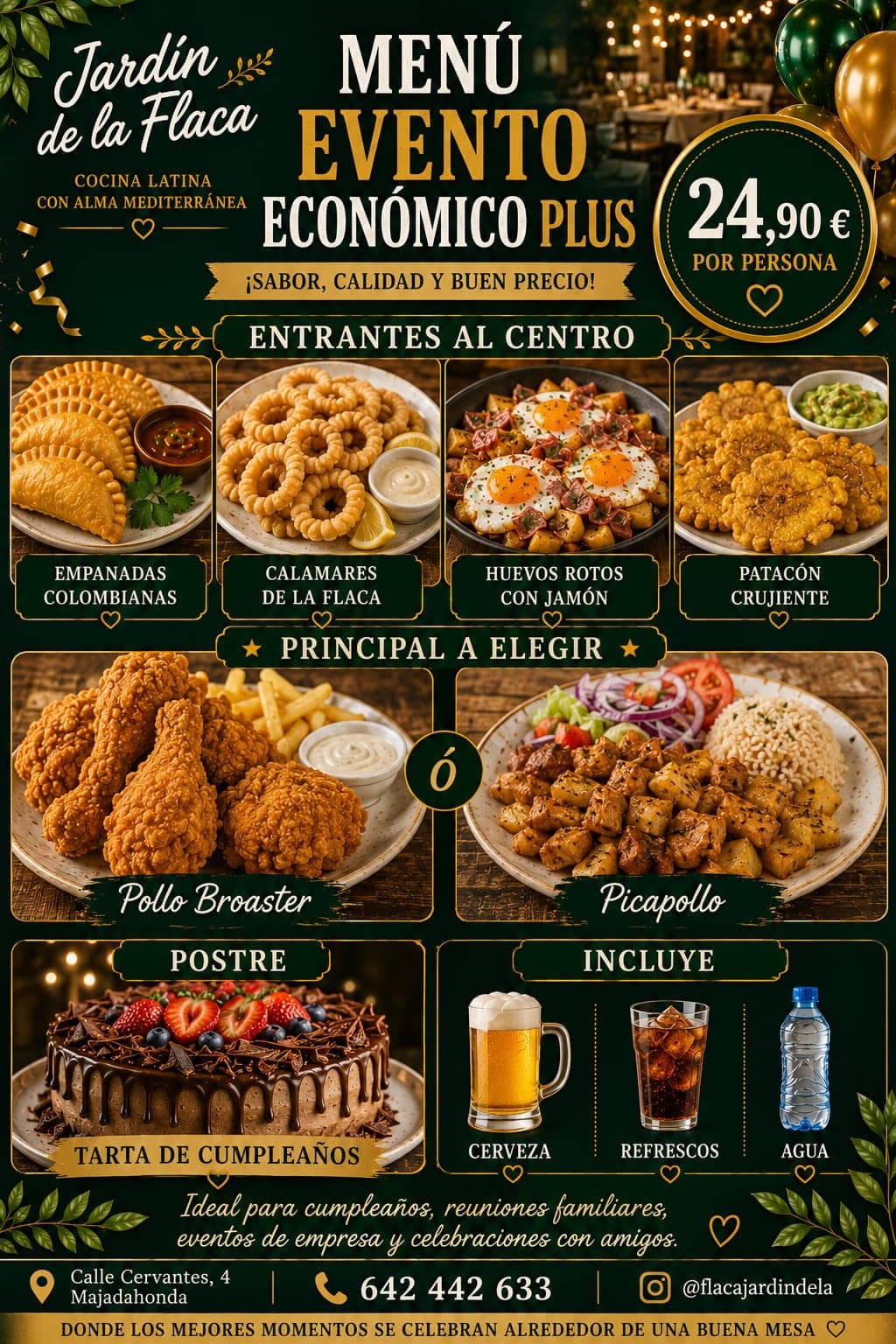 Platos caseros servidos en una celebración en Majadahonda